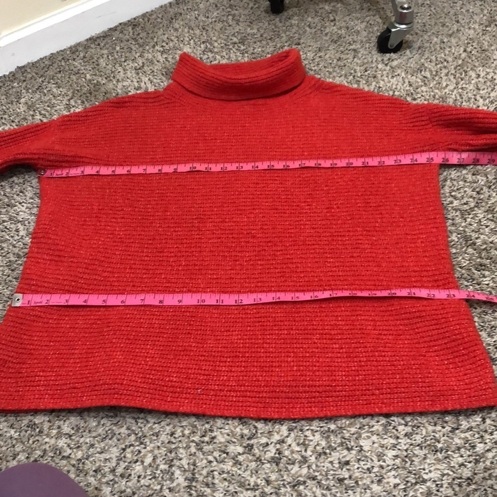 Anthropologie Pilcro Sweater Size Medium Vermillion Red Orange Ribbed Pullover - Picture 10 of 12